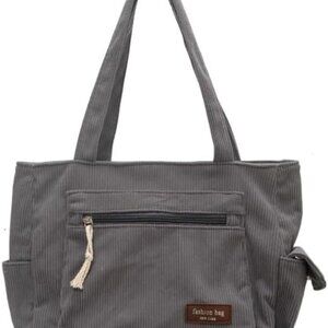 Women Corduroy Tote Bag with Multiple Pockets for Work Travel and Daily Use